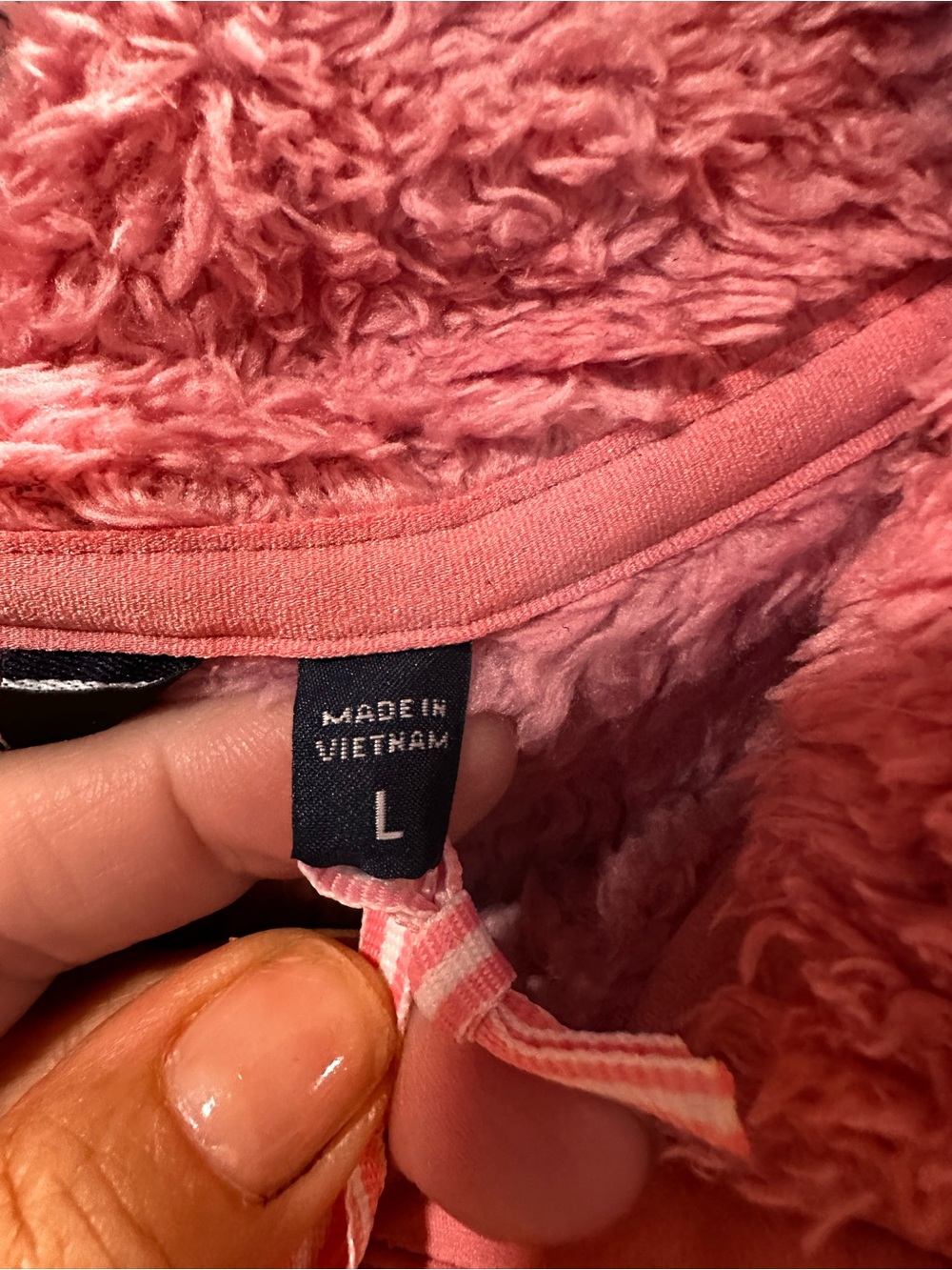 Vineyard Vines Martha’s Vineyard Mauve Rose Sherpa Fleece Popover Jacket Size L - Picture 3 of 8